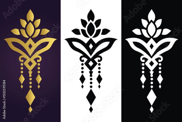 Fototapeta Henna Cone Motif Icon