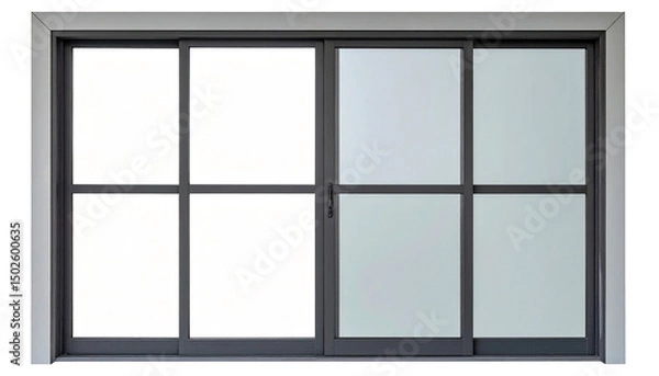 Fototapeta sliding windows with black frame isolated on white background