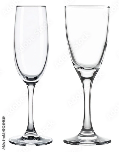 Fototapeta set of empty mimosa glasses with different shape isolated on white