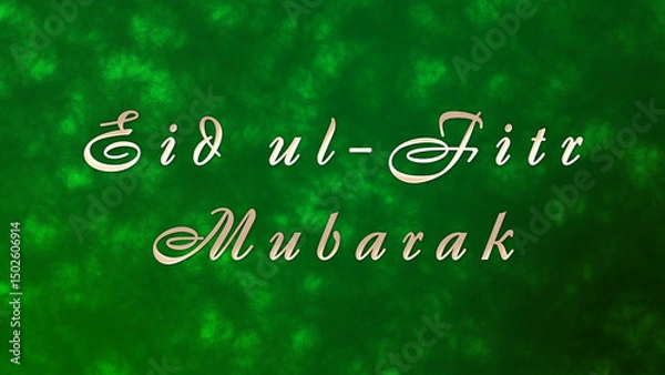 Fototapeta Luxurious Happy Eid ul-Fitr Mubarak Stock Video with Gold Text and Elegant Green Background – Perfect for Eid Greetings, Festive Celebrations, and High-End Holiday Promotions & Marketing 4k.