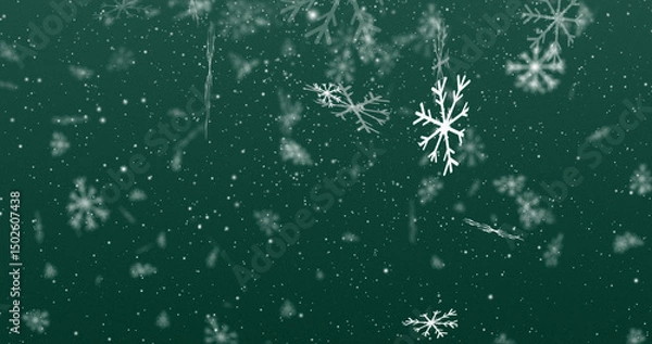 Fototapeta Snowfall Animation - Realistic Winter Snowflakes Falling Video | Beautiful Snowy Weather for Holiday, Christmas, and Winter Scene Stock Footage | Snowy Landscape, Calm Snowfall Background 4K.
