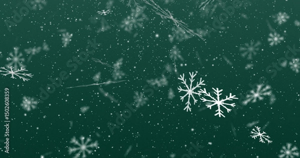 Fototapeta Snowfall Animation - Realistic Winter Snowflakes Falling Video | Beautiful Snowy Weather for Holiday, Christmas, and Winter Scene Stock Footage | Snowy Landscape, Calm Snowfall Background 4K.