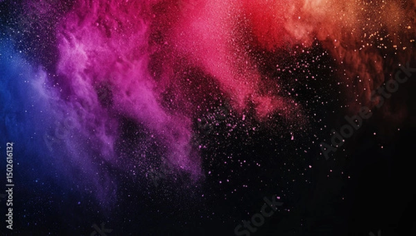 Obraz Abstract explosion of vibrant colored powder on dark background