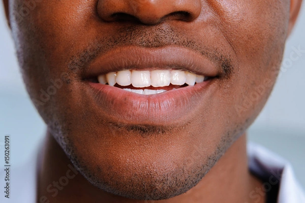 Obraz White teeth smile black man close up