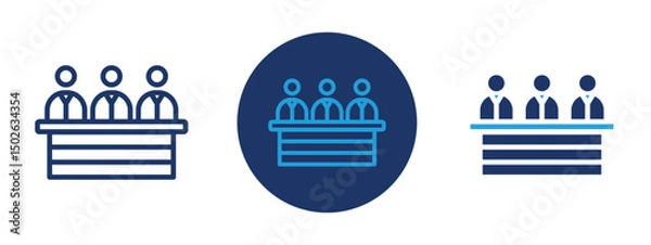 Fototapeta Set of colored pixel perfect committee board icon  with 1 unexpanded, 1 silhouette, Icon of a committee board, representing decision-making, organization, and teamwork.