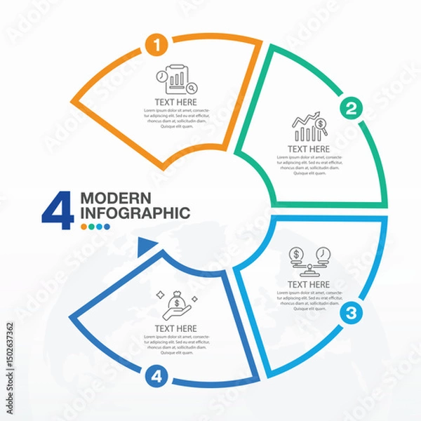 Fototapeta Basic circle infographic template with 4 steps.