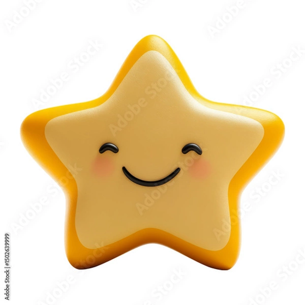 Obraz Smiling Yellow Star Character with Transparent Background
