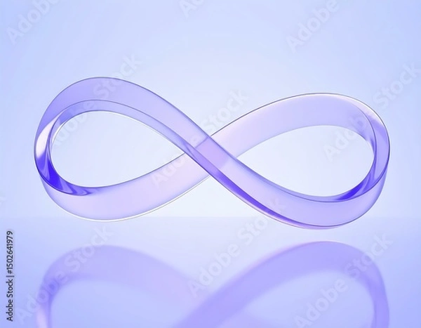 Obraz Translucent Purple Infinity Symbol, Abstract Glass Design, Reflective Surface