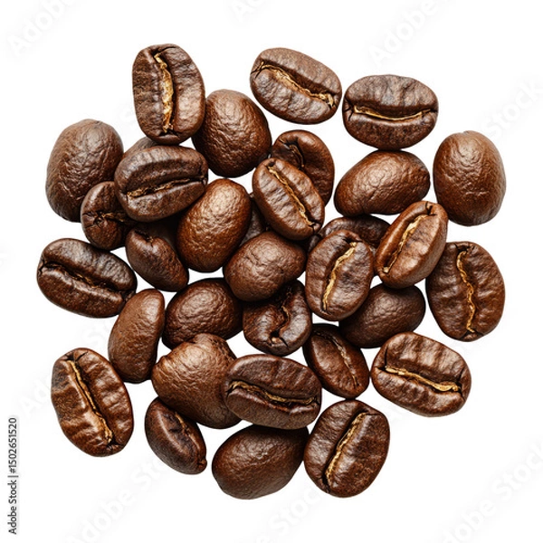 Fototapeta Coffee Beans on a Transparent Background for Culinary Use