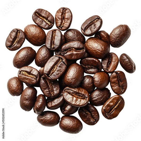 Fototapeta High-Quality Coffee Beans on Transparent Background for Design Use