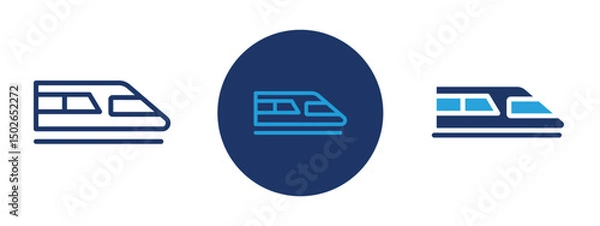 Fototapeta Set of colored pixel perfect Subway high speed train icon  with 1 unexpanded, 1 silhouette, Subway train icon symbolizing urban transit and high-speed rail travel.