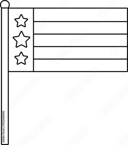 Obraz Patriotic flags vector outline isolated.
Star pattern flag coloring page svg.
Transparent background.