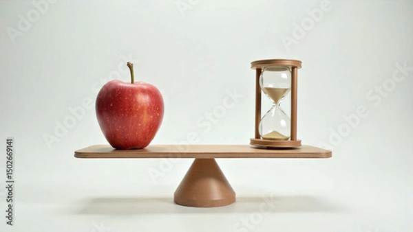Obraz A visual metaphor of health weighed against fleeting time.