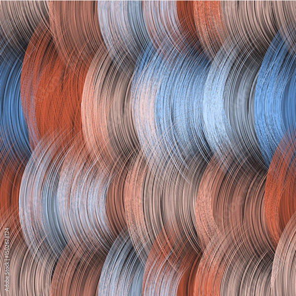 Fototapeta Seamless colorful  pattern with row of grunge striped  arc elements