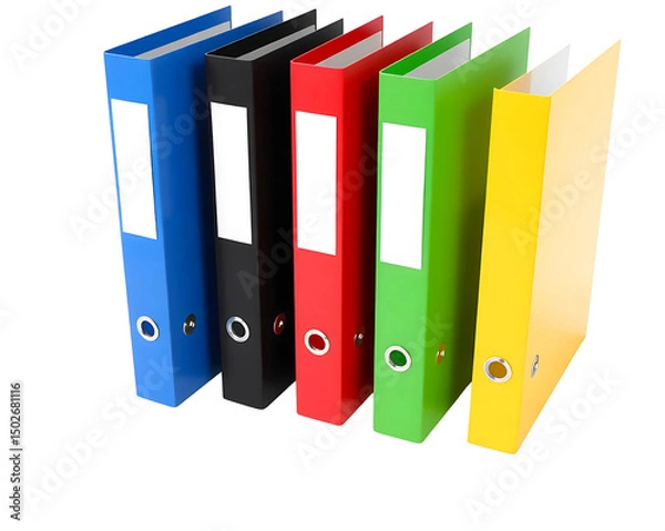 Fototapeta Colorful office ring binders and folders for document organization
