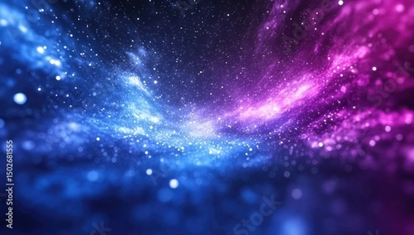 Fototapeta A swirling galaxy of blue and purple nebulae with twinkling stars, creating a dreamy and ethereal atmosphere