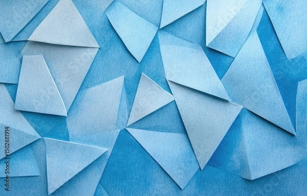 Fototapeta Abstract pattern of folded blue paper triangles