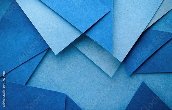 Obraz Abstract composition of blue paper in various shades and geometric shapes