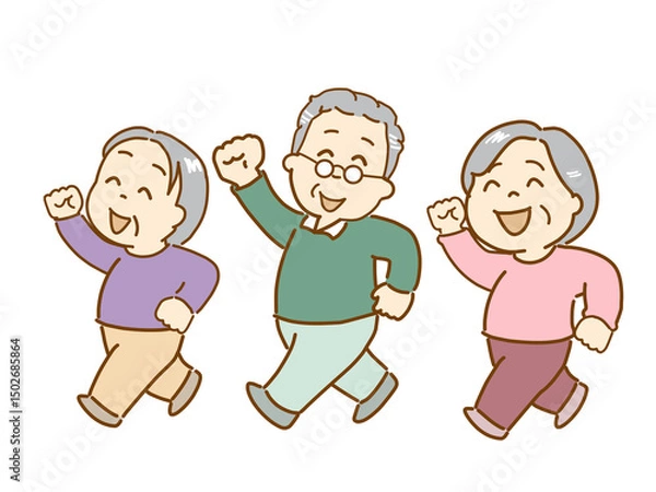 Obraz 高齢者、健康維持の為ウオーキングをする