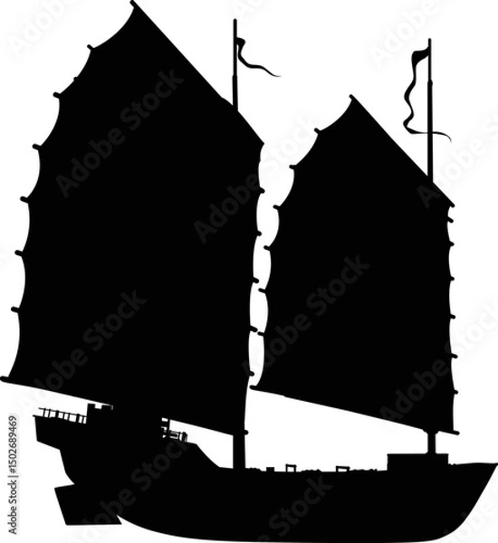 Obraz Sailing ship highly detailed vector silhouette