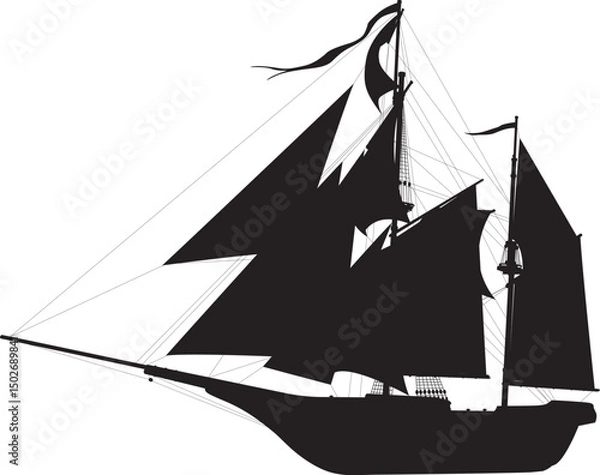 Obraz Sailing ship highly detailed vector silhouette