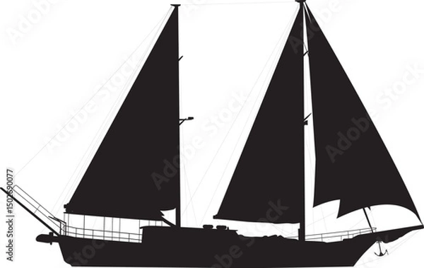 Obraz Sailing ship highly detailed vector silhouette