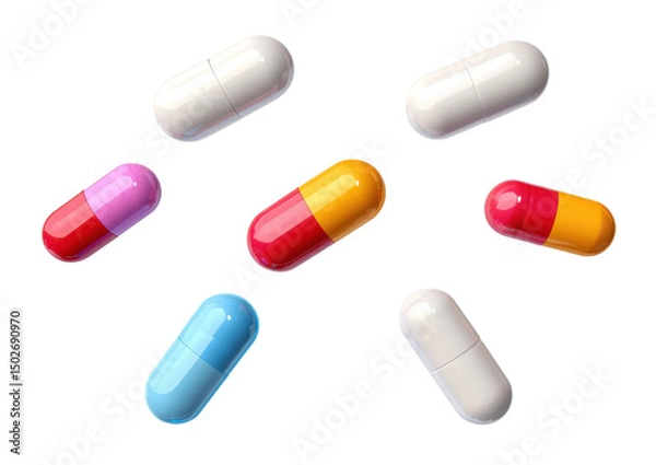 Obraz colorful pill capsules on transparent background