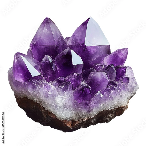 Obraz amethyst crystal cluster isolated on transparent background