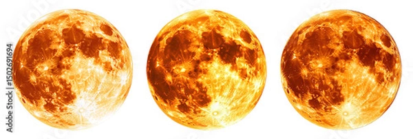 Obraz full orange moon set on transparent background.
