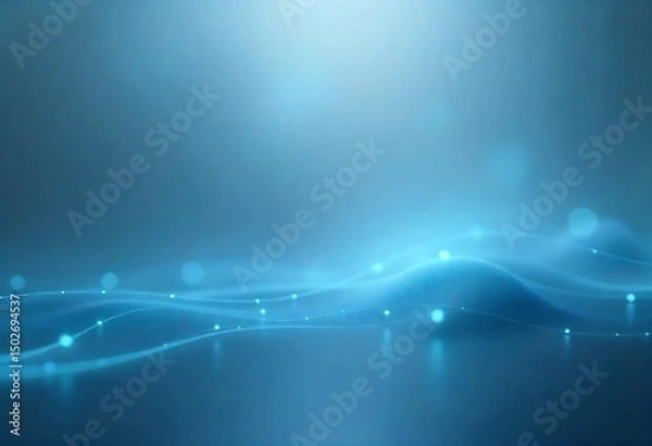 Obraz Generative AI image depicting luminous blue waves with subtle light points