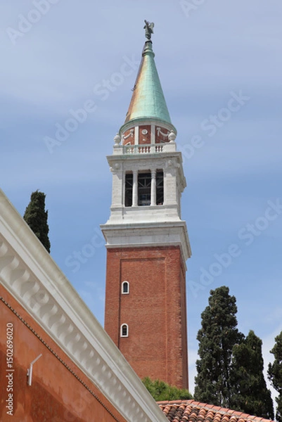Fototapeta Back view of San Giorgio Maggiore, a 16th-century Benedictine church on the island of the same name