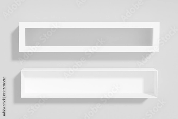 Fototapeta long paper box packaging mockup,slim gift box with window display mockup, empty white paperboard rectangular packaging, square shape cardboard box with clear pvc window packaging
