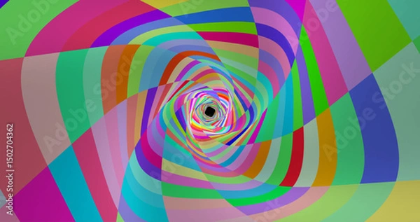 Obraz Vector colorful striped pattern that creates a 3D optical illusion with curved and distorted lines. This abstract design is perfect for modern art, visual effects or unique creative projects.