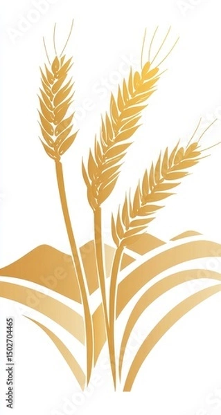 Fototapeta Golden wheat stalks, stylized graphic