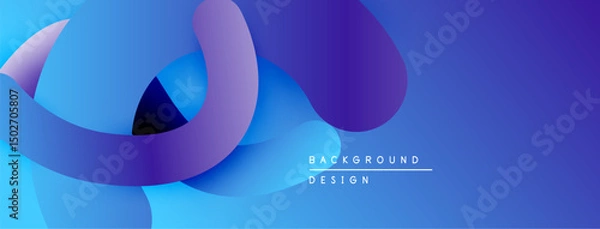 Fototapeta Abstract fluid shapes overlap, creating vibrant blue purple gradients. Modern design suggests movement, depth, visual interest.