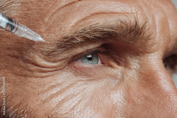 Obraz A clinic is where a middle-aged male patient gets injections of filler