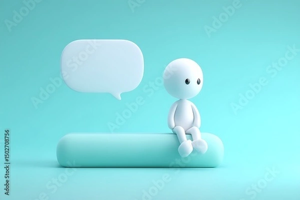 Obraz 3d man with speech bubble isolated