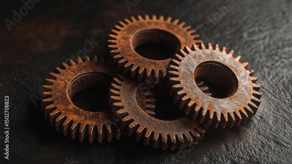 Fototapeta 錆びた歯車の産業ディテール
