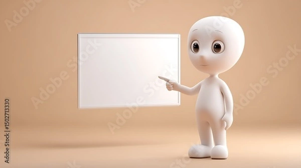 Obraz 3d man holding a blank sign