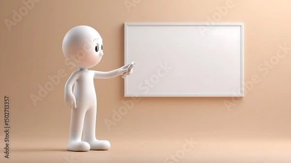 Obraz 3d man with blank board