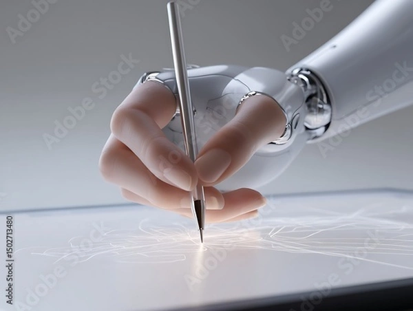 Obraz robotizing hand with pen writing