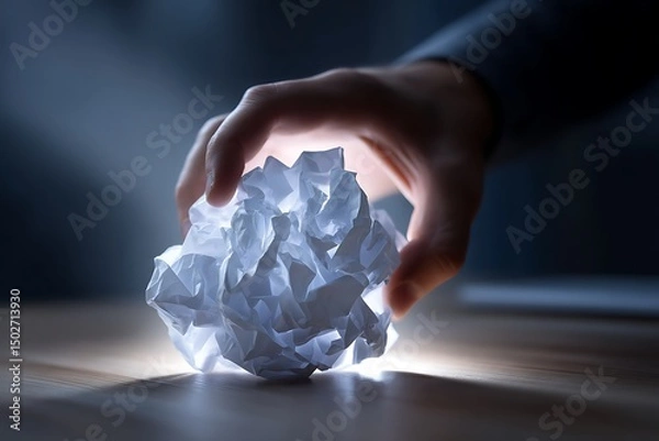 Obraz crumpled paper ball in hand