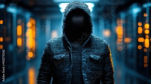 Fototapeta Cyber intrusion incident data center digital art high-tech environment close-up view security risks