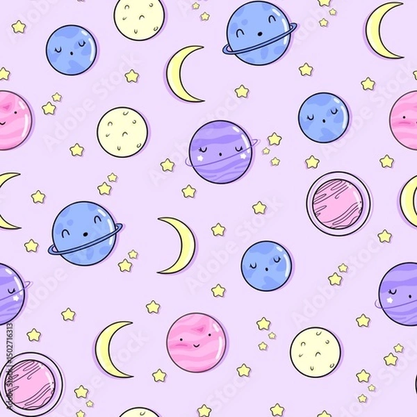 Obraz pastel color cute planet pattern design