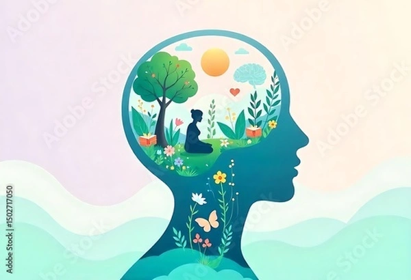 Obraz Generative AI Inner Peace Conceptual Image of Mental Wellbeing and Mindfulness