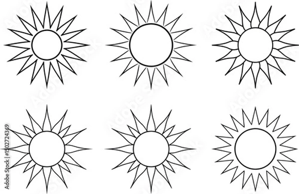 Obraz Minimalist Sun Line Art Design Bundle