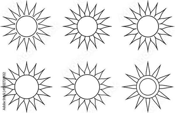 Fototapeta Simple Sun Outline Vector Illustration Bundle