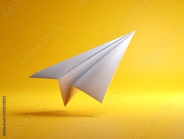 Obraz paper plane on yellow background