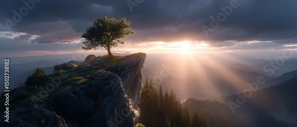 Obraz sunset over the mountains