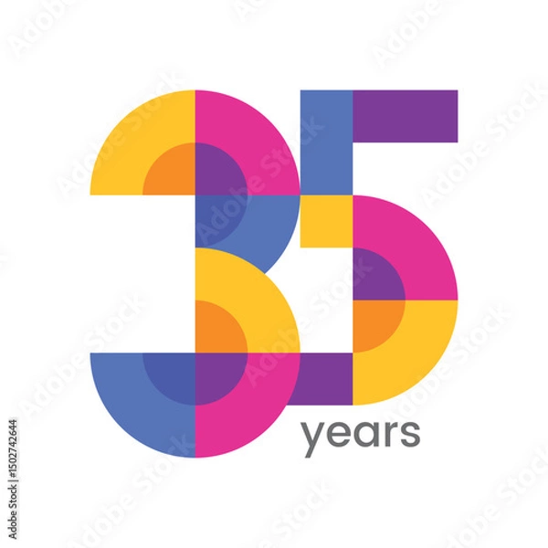 Fototapeta logo 35th years anniversary celebration with colorful design, Modern geometric style. 